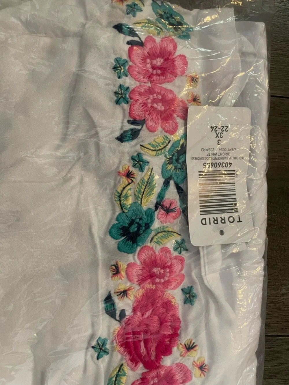 torrid White Maxi Dress with Pink & Teal Floral Embroidery - Picture 2 of 4